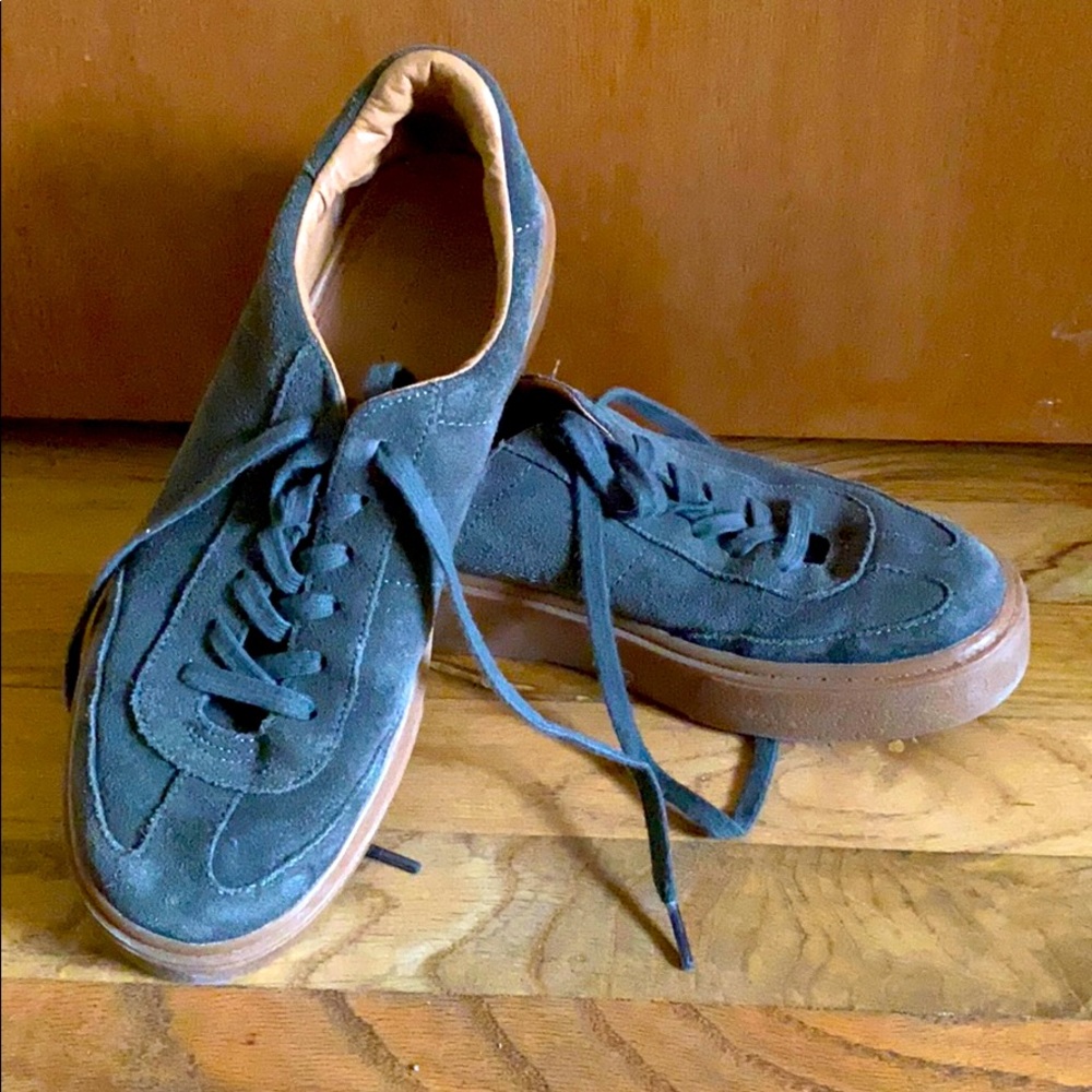 Zara green suede platform sneakers